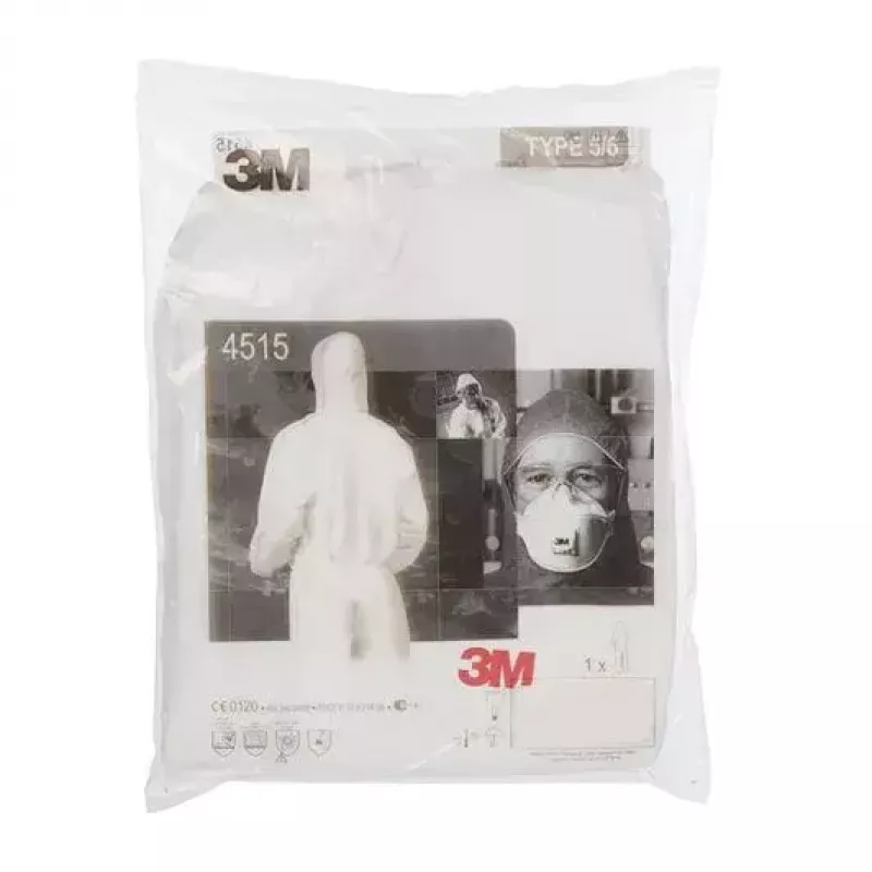 Protective Coverall 3M 4515 White XXL SMS Material Adult