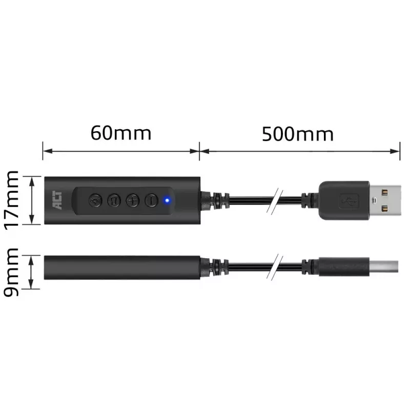 ACT AC9360 audio card USB 3.5 mm headphone connectivity 4 buttons