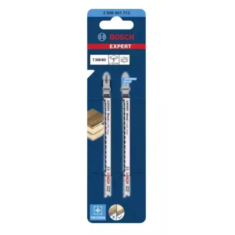 Jigsaw blade Bosch T 308 BO High carbon steel HCS 2 pcs Hardwood Wood