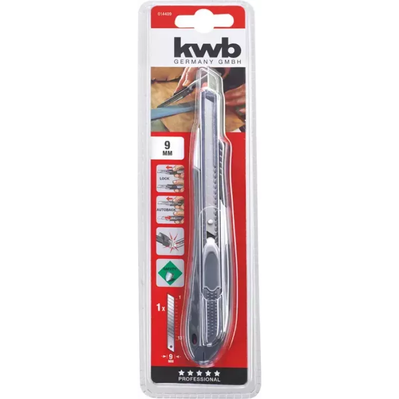 Utility knife KWB 014409 Black Snap-off blade 9 mm