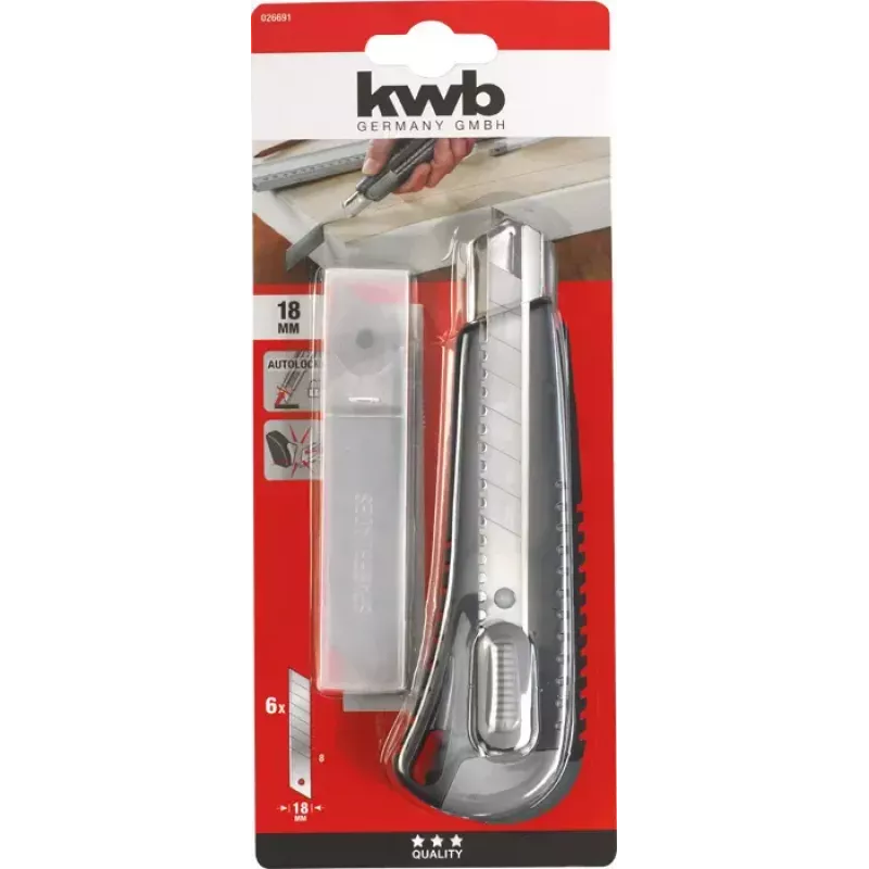 Utility knife KWB 026691 Snap-off blade knife 1.8 cm blade width