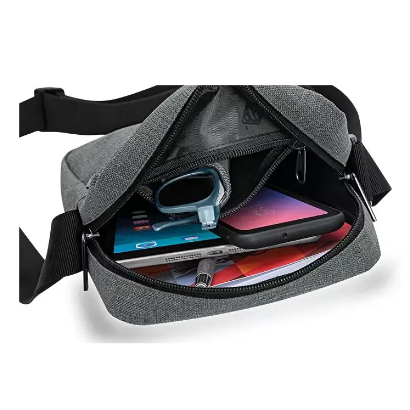 Messenger bag WEDO 59 350512 — Polyester grey unisex shoulder/handbag, zipper closure
