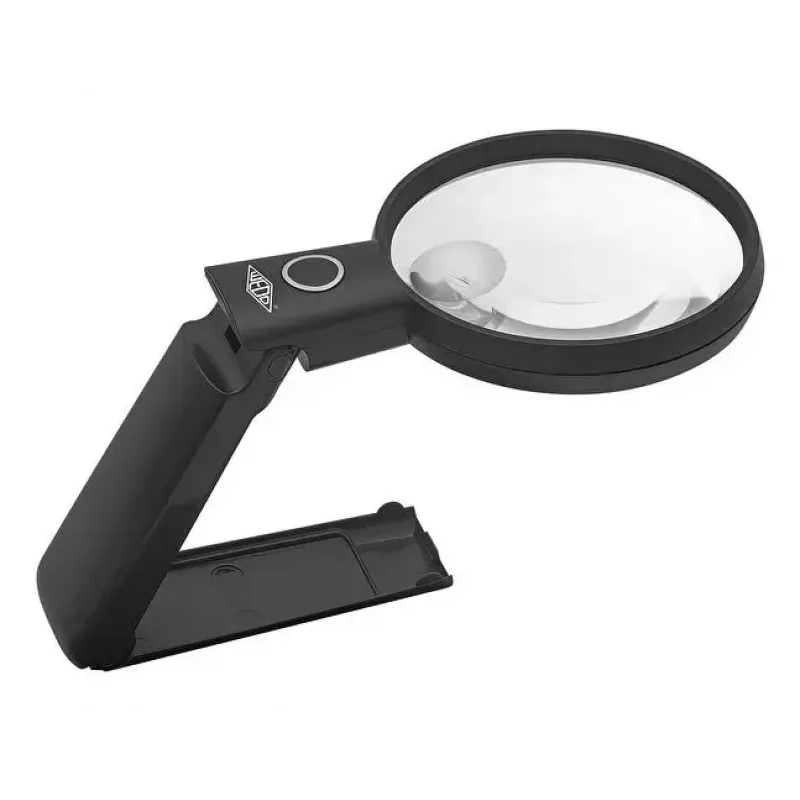 Handheld LED Magnifier WEDO 271 7565 — 5× Magnification, Battery Powered, Black/White