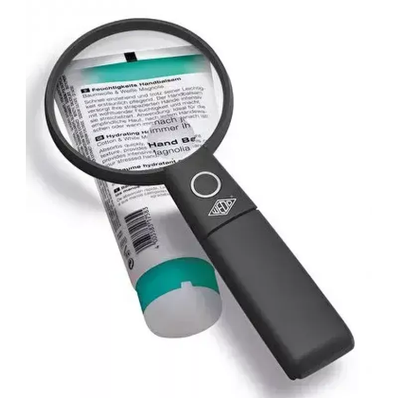 Handheld LED Magnifier WEDO 271 7565 — 5× Magnification, Battery Powered, Black/White