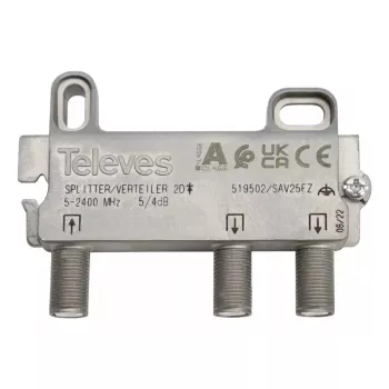 Cable splitter Televes 519502 Stainless steel 5-2400 MHz