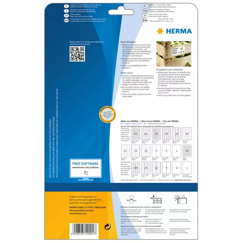 Self-adhesive printer label HERMA 10901