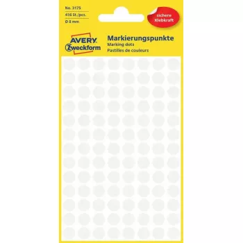 Labels Avery Zweckform Colour Coding Dots White, circular permanent adhesive, 8 mm, 416 pcs