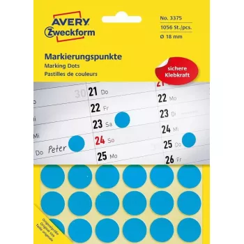 Self-adhesive label Circle Avery 3375 Blue 1056 pc(s)