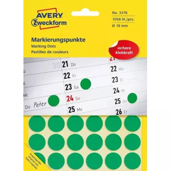 Colour Coding Dots, Avery, Green