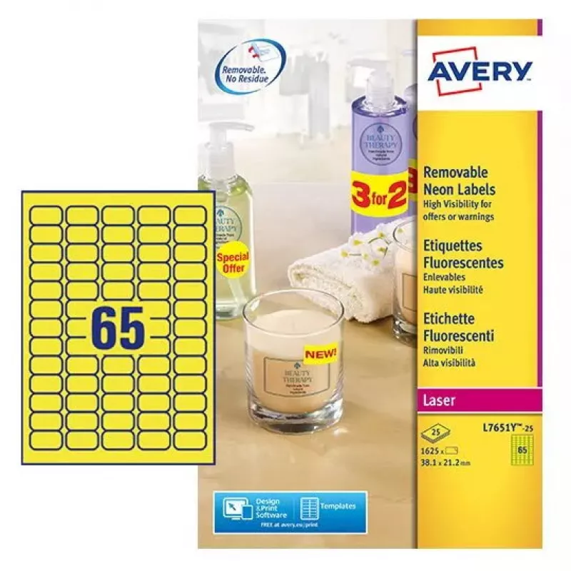 Mini Label Laser Avery L7651 Yellow