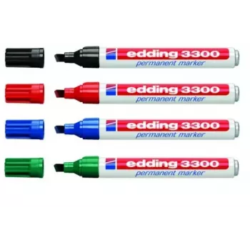 Permanent Marker Edding 3300 Chisel Tip Black Blue Green Red