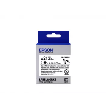 Epson Label Cartridge Heat Shrink Tube (HST) LK-7WBA21 Black/White D21mm (2.5m)