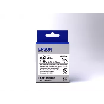 Epson Label Cartridge Heat Shrink Tube (HST) LK-7WBA21 Black/White D21mm (2.5m)