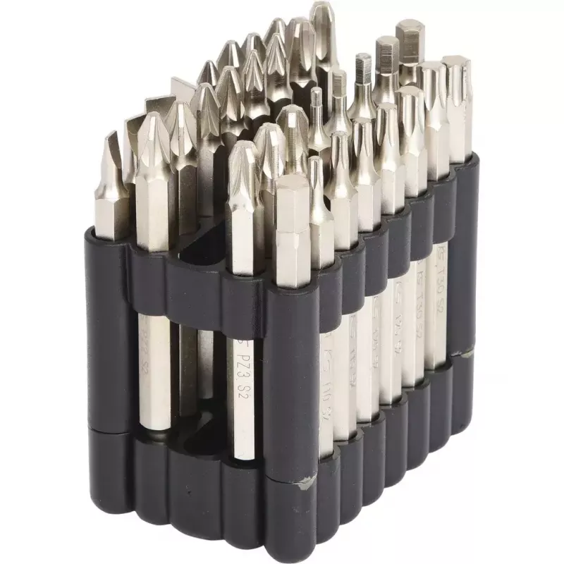Screwdriver bit set KS Tools 911.7550 — 32 pcs, nickel, 75 mm, 1/4 inch (25.4/4 mm) hex shank