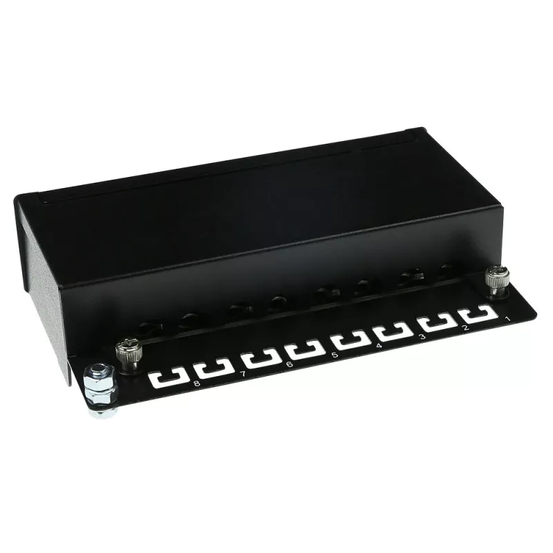 Surface-mounted shielded 8-port CAT6A box ACT FA7001, black, 173×109×44 mm, 110/Krone punch-down