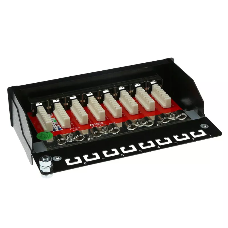 Surface-mounted shielded 8-port CAT6A box ACT FA7001, black, 173×109×44 mm, 110/Krone punch-down
