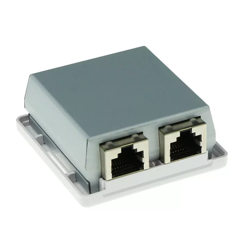 Surface-mounted shielded outlet box ACT FA7004, 2-port CAT6A