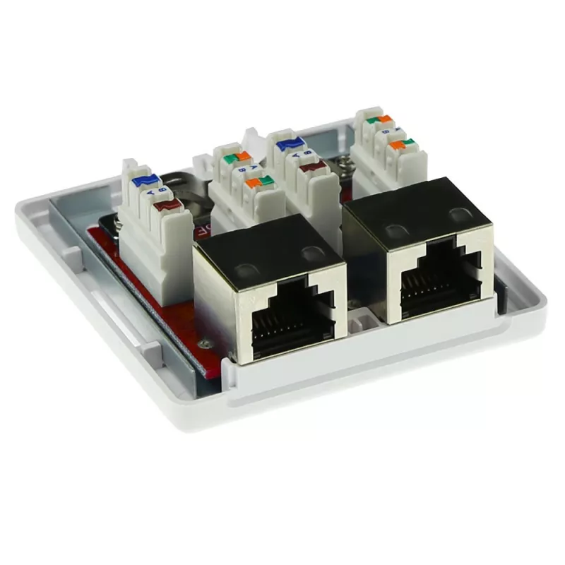 Surface-mounted shielded outlet box ACT FA7004, 2-port CAT6A