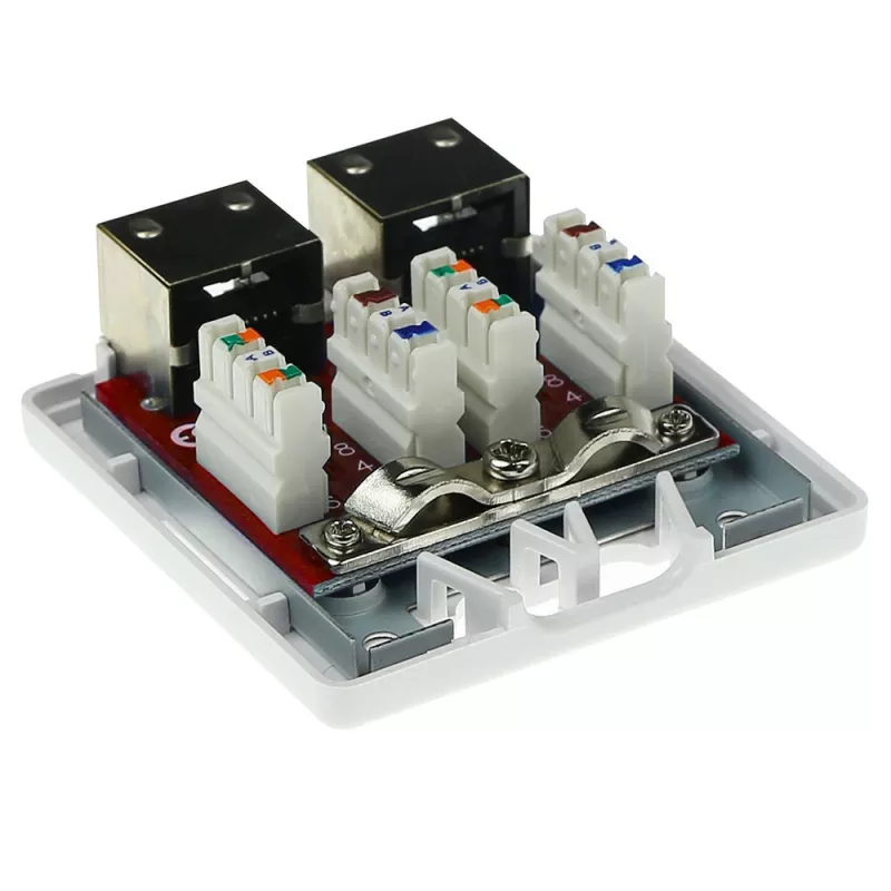 Surface-mounted shielded outlet box ACT FA7004, 2-port CAT6A