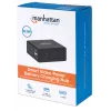 Manhattan Smart Video Multiport Dock, Ports (x5): HDMI Port, USB-A (x2), USB-C (x2), With Power Delivery to USB-C Port, Internal Power Supply, Ultra-Compact, Detachable Power Cable, Black, Three Year Warranty, Retail Box