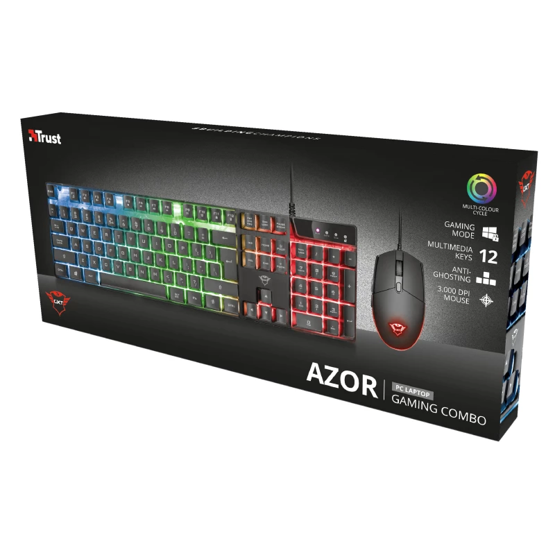 Trust GXT 838 Azor keyboard Mouse included Gaming USB German Black
