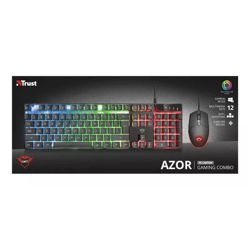 Trust GXT 838 Azor keyboard Mouse included Gaming USB German Black