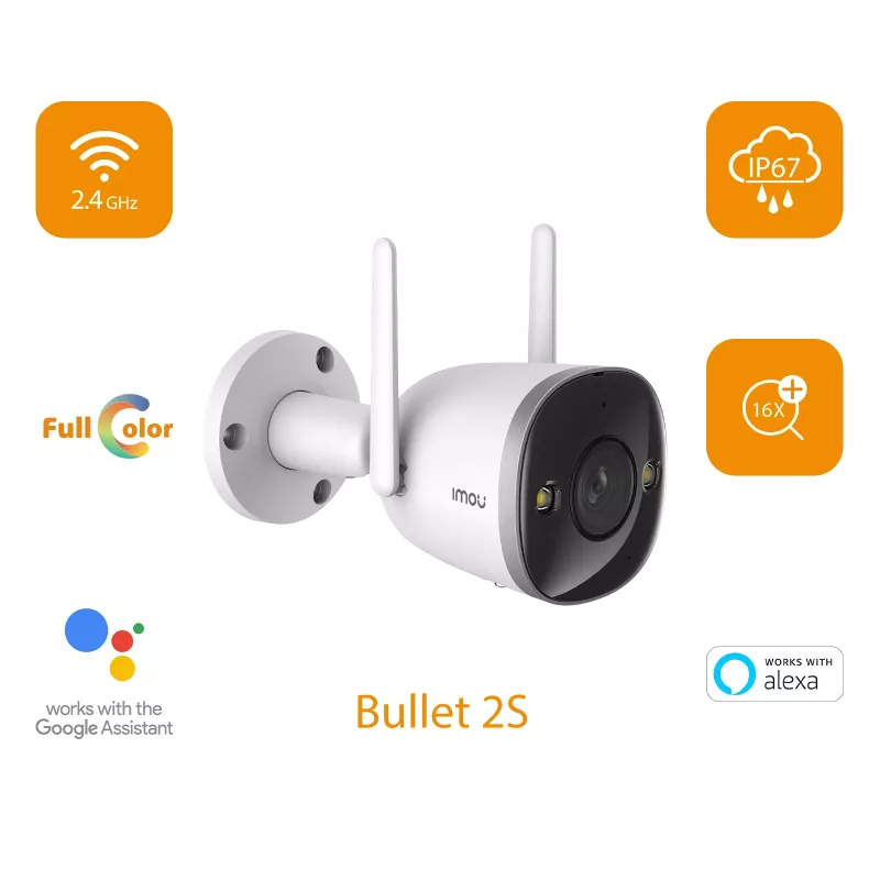 Imou Bullet 2S, IP security camera, Indoor, Wired & Wireless, External, CE, FCC, Ceiling/wall