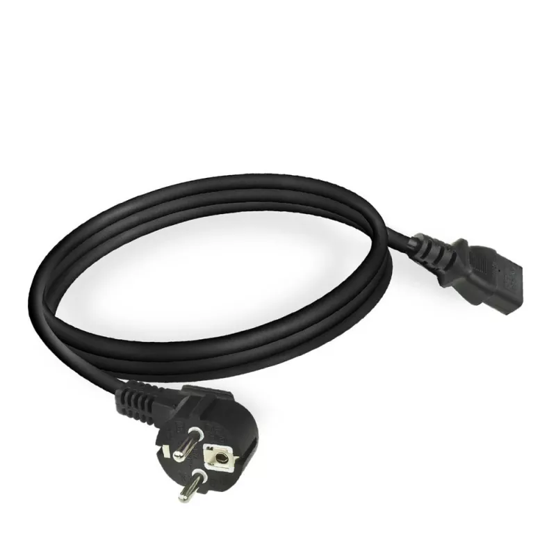 ACT Powercord mains connector CEE 7/7 male (angled) - C13 black 2 m