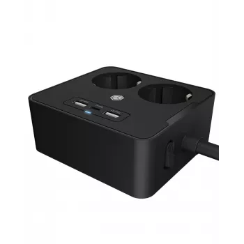 ICY BOX IB-MPS2220B-CH power extension 1.9 m 2 AC outlet(s) Indoor Black