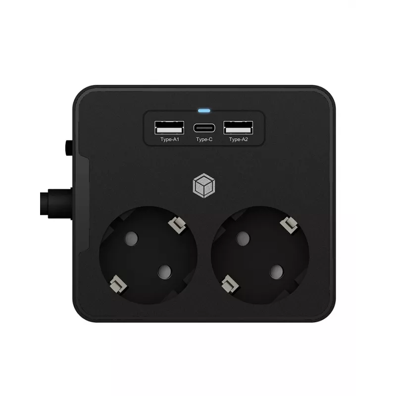 ICY BOX IB-MPS2220B-CH power extension 1.9 m 2 AC outlet(s) Indoor Black