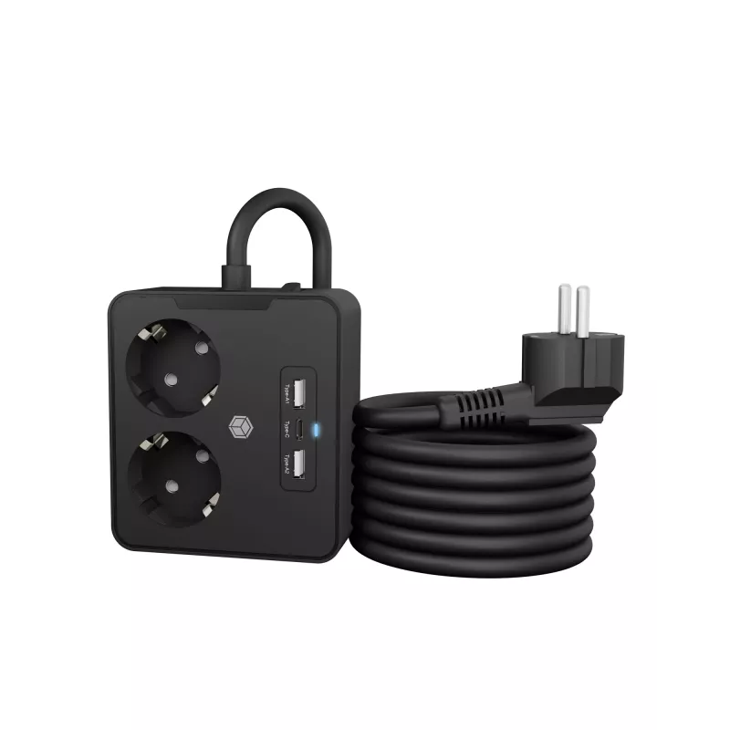 ICY BOX IB-MPS2220B-CH power extension 1.9 m 2 AC outlet(s) Indoor Black