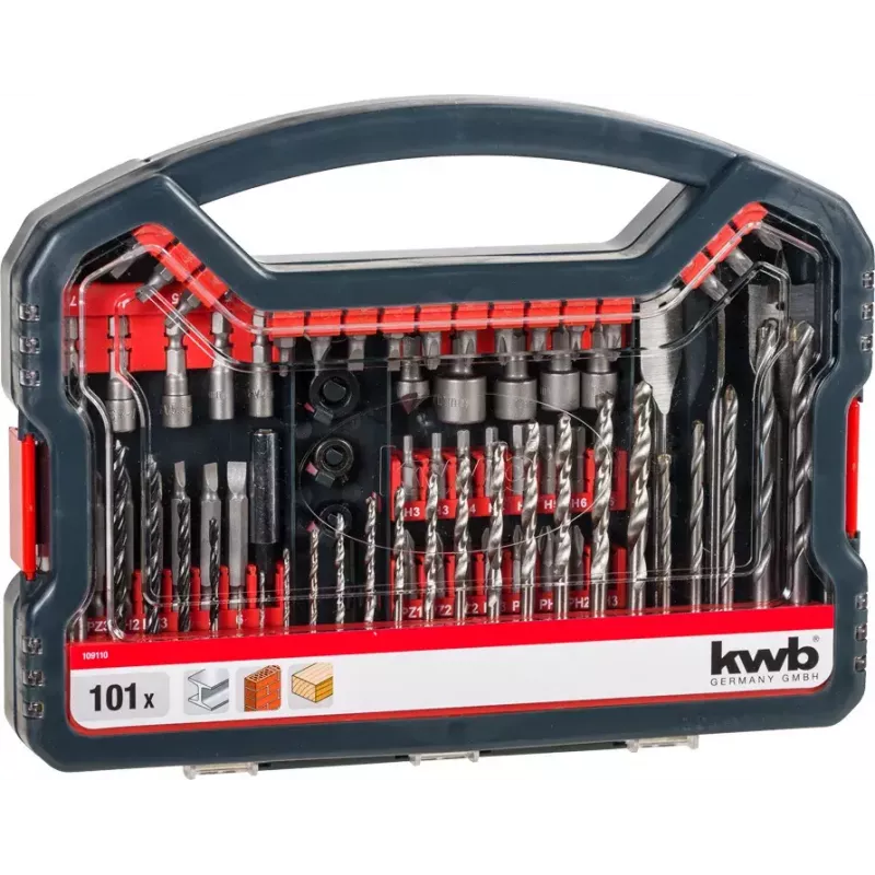 Drill Bit Set KWB Promo Box Standard 101 Pieces for Brick Metal Wood