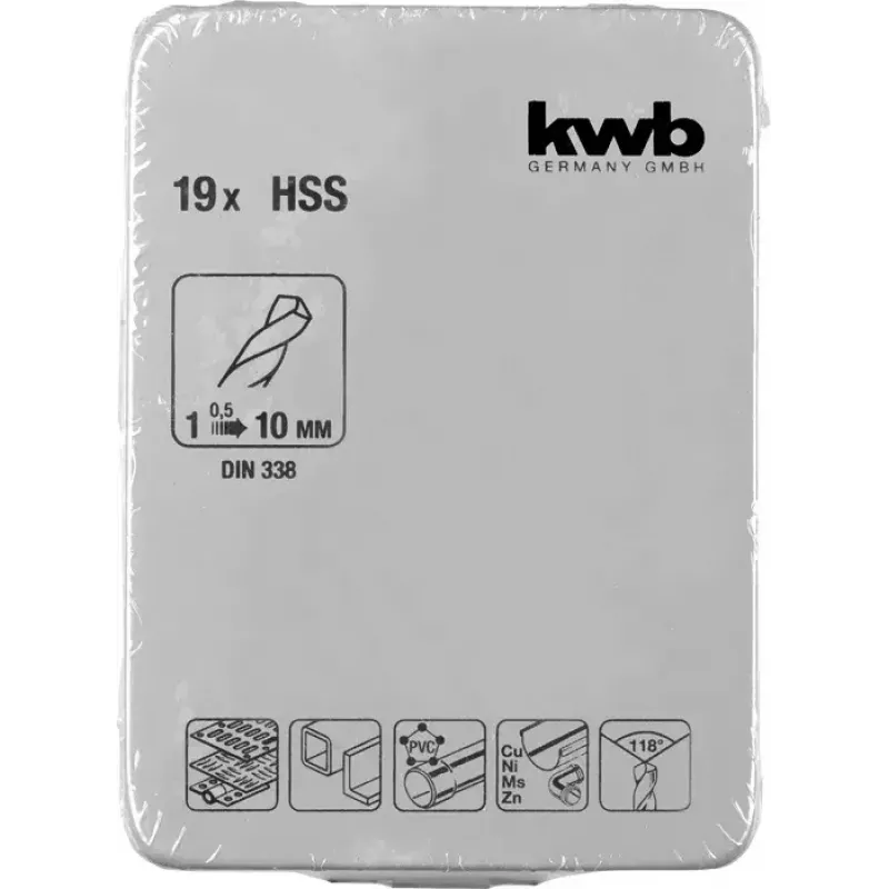 Drill bit set KWB 421944 19 pcs 1.0 - 10 mm Twist drill bits