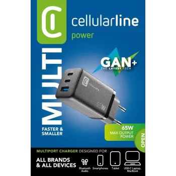 Cellularline Multipower Micro 65W Ultra-compact 65W fast mains charger with 3 ports