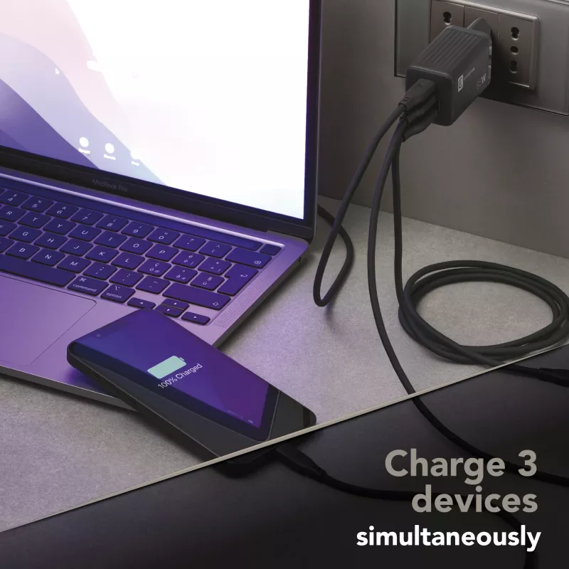 Cellularline Multipower Micro 65W Ultra-compact 65W fast mains charger with 3 ports