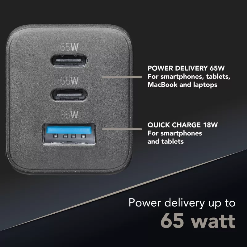 Cellularline Multipower Micro 65W Ultra-compact 65W fast mains charger with 3 ports