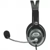 Manhattan Stereo Over-Ear Headset (3.5mm), Microphone Boom (padded), Adjustable Steel Headband, In-Line Volume Control, Ear Cushions, Std 2x 3.5mm stereo jack/plug for audio/mic use, cable 2.5m, 3 Year Warranty