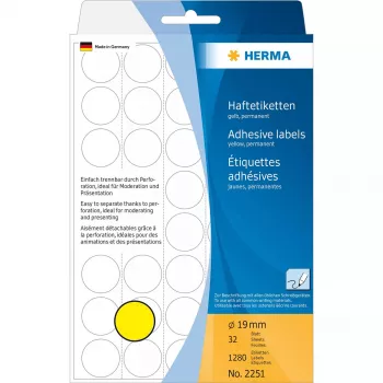Multi-purpose labels HERMA 1280 pcs round yellow 19 mm