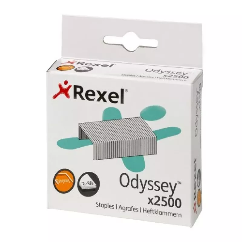 Rexel Staples Odyssey Pack of 2500, Staples pack, 2500 staples, Steel, Silver, 60 sheets, 130 g