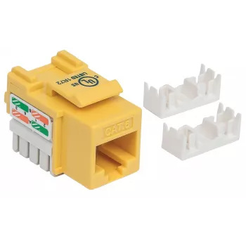 Intellinet Keystone Jack, Cat6, UTP, Punch-down, Yellow, Flat, Yellow, RJ-45, Female, 22/26, Cat6