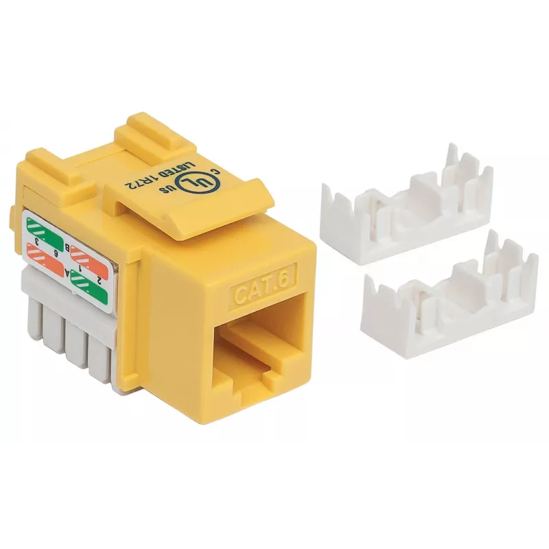 Intellinet Keystone Jack, Cat6, UTP, Punch-down, Yellow, Flat, Yellow, RJ-45, Female, 22/26, Cat6