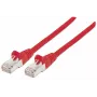 Intellinet Network Patch Cable, Cat7 Cable/Cat6A Plugs, 0.25m, Red, Copper, S/FTP, LSOH / LSZH, PVC, RJ45, Gold Plated Contacts, Snagless, Booted, Lifetime Warranty