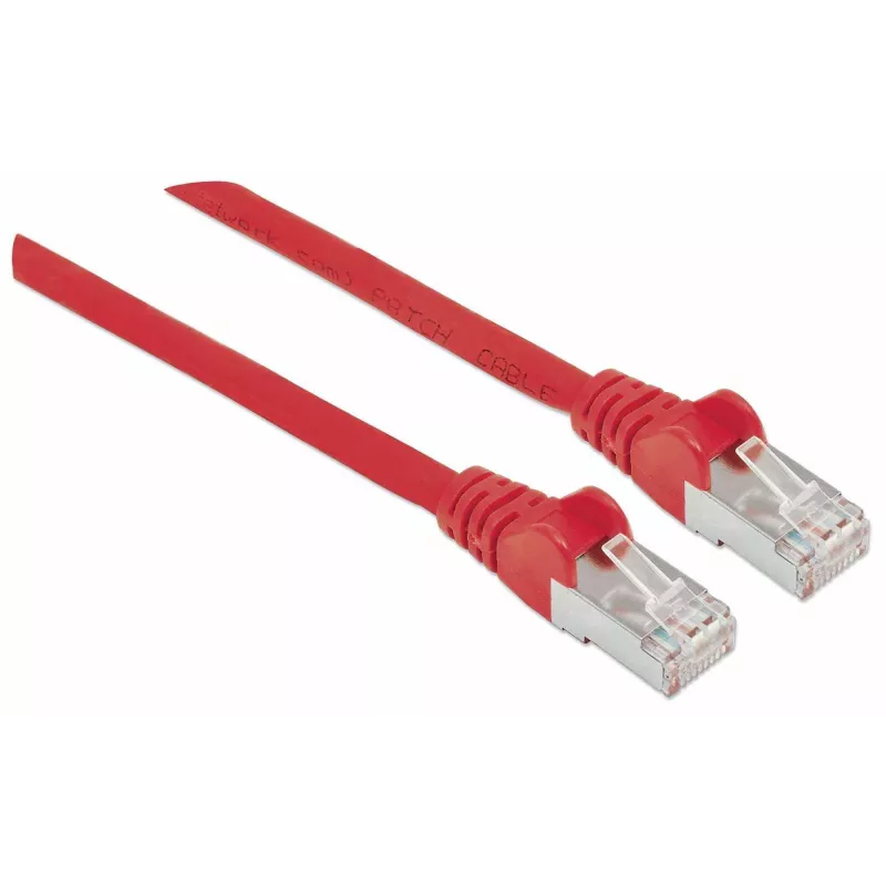 Intellinet Network Patch Cable, Cat7 Cable/Cat6A Plugs, 0.25m, Red, Copper, S/FTP, LSOH / LSZH, PVC, RJ45, Gold Plated Contacts, Snagless, Booted, Lifetime Warranty