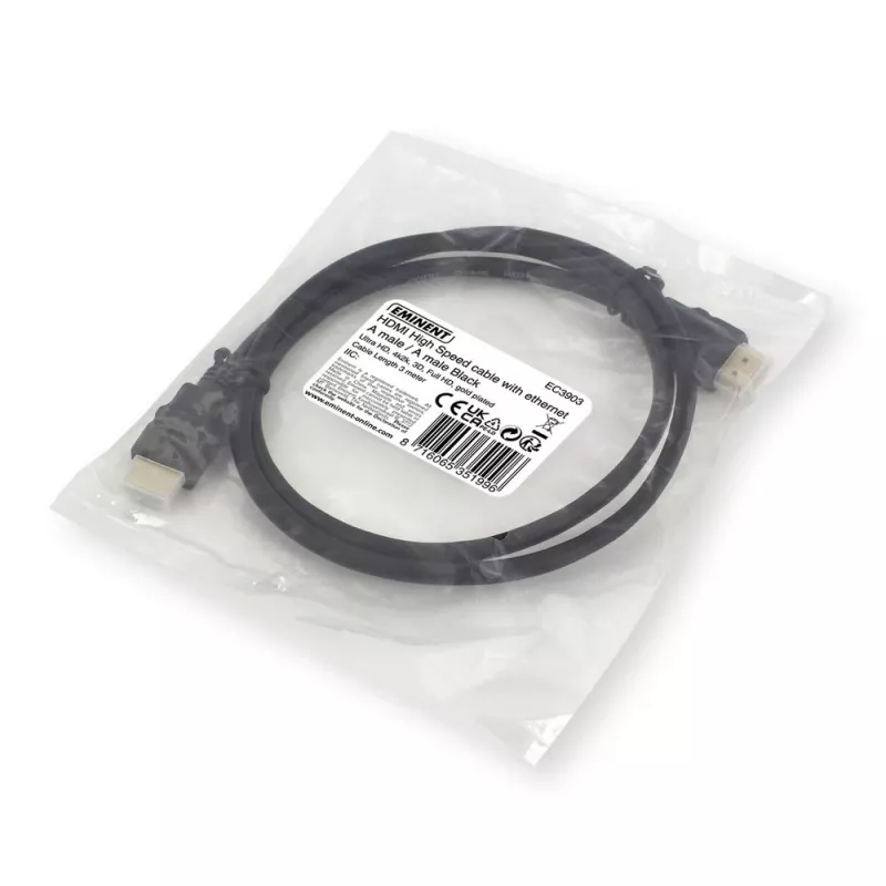 Ewent OEM HDMI High Speed cable with ethernet, 3 Meter Black