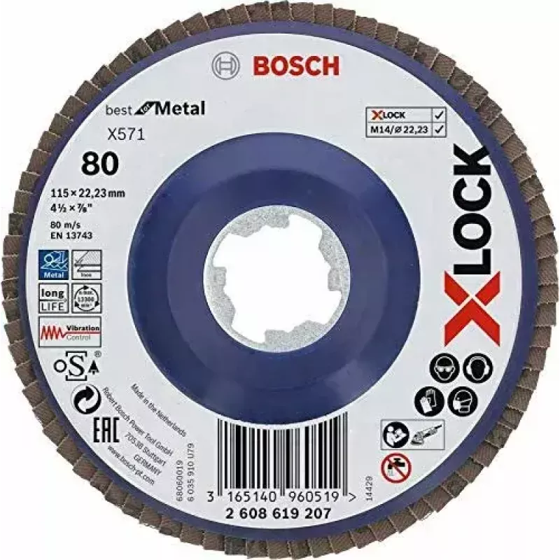 Sanding disc Bosch 115 mm, grit 80, model 2608619207