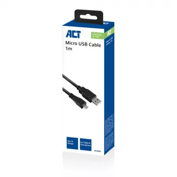 ACT USB 2.0 charging/data cable A male - micro B male 1 meter