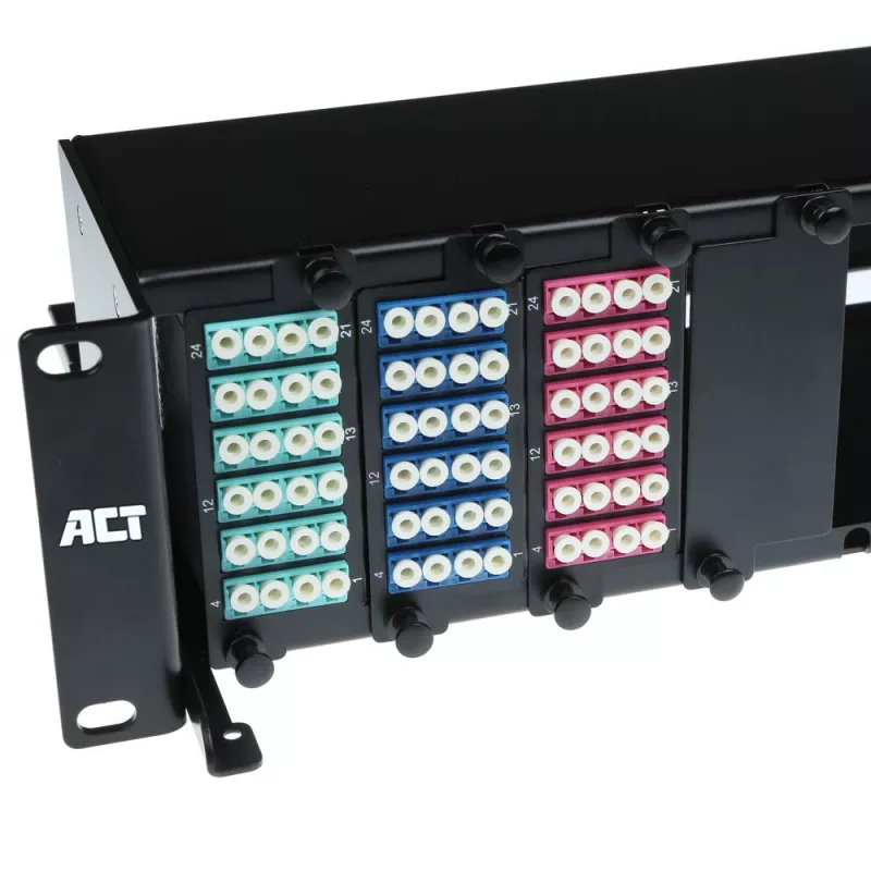 ACT Fiber panel High Density 2HE voor 12 MTP®-MPO cassettes / keystone adapterplates