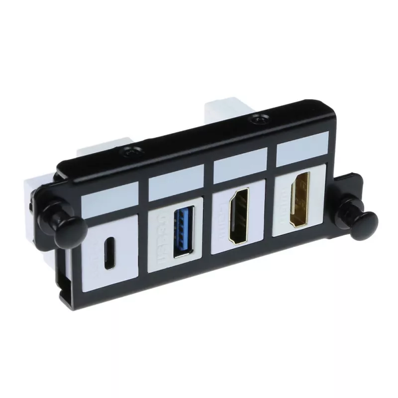 ACT Adapterplate for 4 x keystone FTP, Adapter, Black, 1 pc(s)