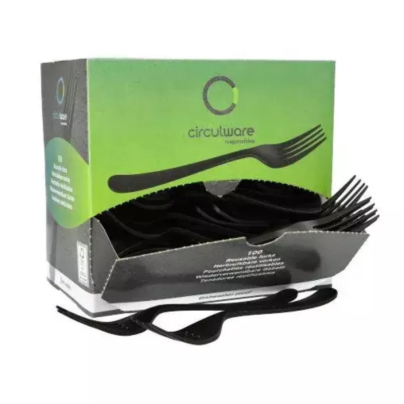 Disposable Fork Papstar 96526 Polypropylene 200 pcs Black 190 mm