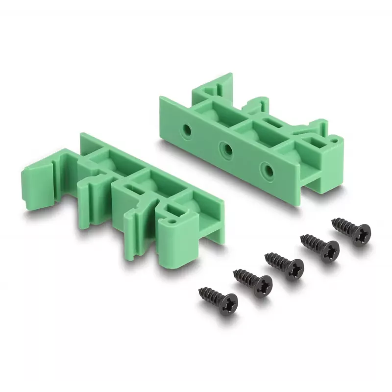 DeLOCK RJ50 female to Terminal Block with push-button for DIN rail angled